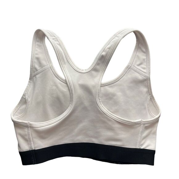 Nike Womens XS Sports Bra Racerback White Black Logo Dri Fit Workout Activewear - Picture 4 of 4
